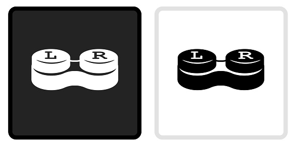 Contact Lens Cases Icon on  Black Button with White Rollover