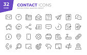 32 Contact Outline Icons - Adjust stroke weight - Easy to edit and customize