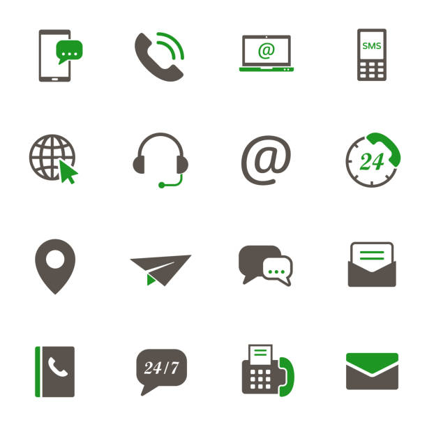 contact us icon set contact us simple vector icons in two colors isolated on white background. business communication concept. contact us 2 color icons for web and ui design contact us stock illustrations