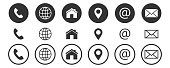 Contact, web, blog and social media round icons