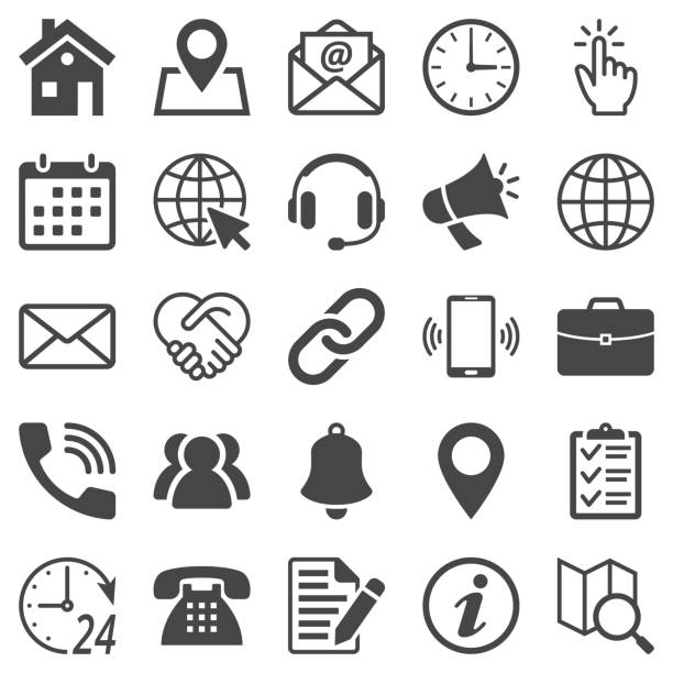 Contact us icons isolated on white background. Flat web icon set. Vector illustration. Contact us icons isolated on white background. Flat web icon set. Vector illustration. subscription stock illustrations