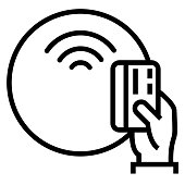 istock Contactless Payment Line Icon, Outline Symbol Vector Illustration 1308878072