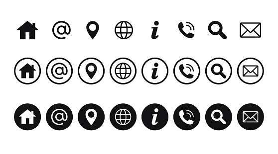 Contacts vector icons outline style an silhouettes stock illustration