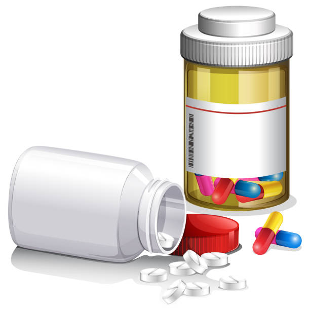 Containers of medical pills illustration