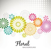 Stylized graphic flowers background.EPS 10 file with transparencies.File is layered with global colors.More works like this linked below.http://www.myimagelinks.com/Lightboxes/spring_files/shapeimage_2.png