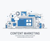 Vector illustration digital content marketing concept. For website banner and landing page.