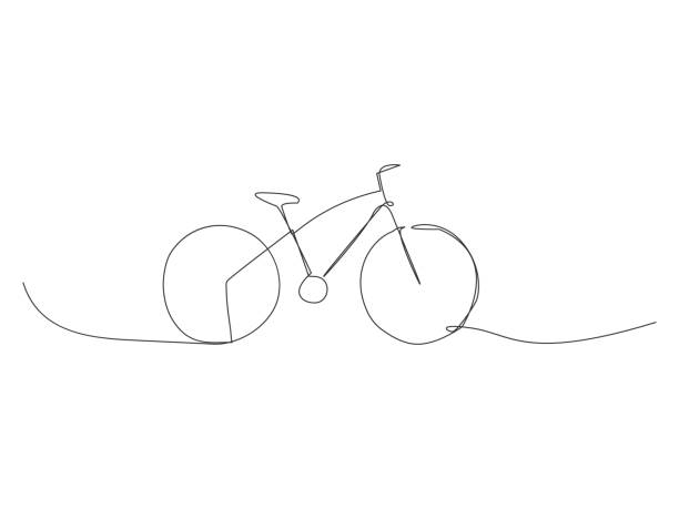 Continuous bike line vector Continuous bike line vector illustration isolated on white background. Bicycle one line. cycling drawings stock illustrations