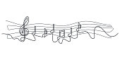 istock Continuous drawing of musical notes one line 1317571089