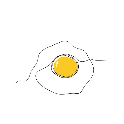 continuous line art drawing sunny side up illustration vector