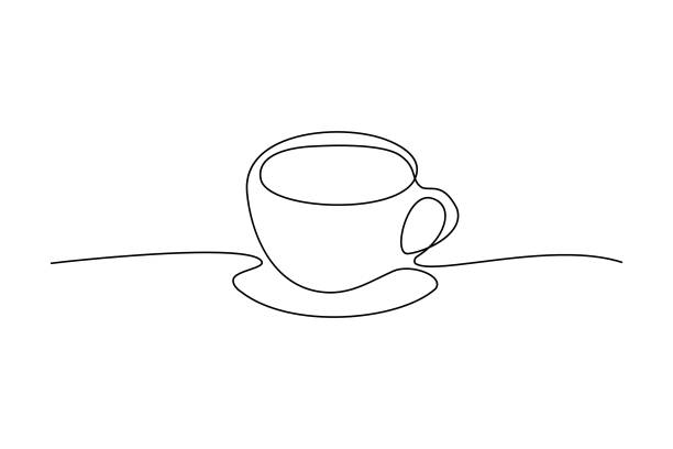 ilustrações de stock, clip art, desenhos animados e ícones de continuous line drawing of coffee cup. - blood bar