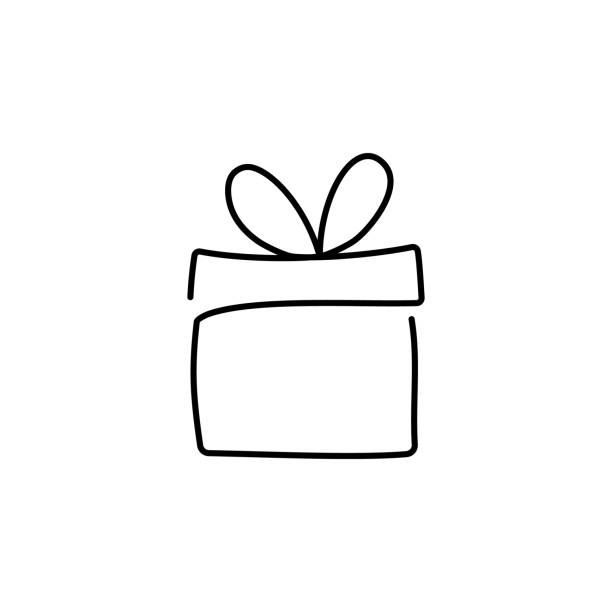 continuous line drawing of gift box vector illustration continuous line drawing of gift box vector illustration. gift drawings stock illustrations