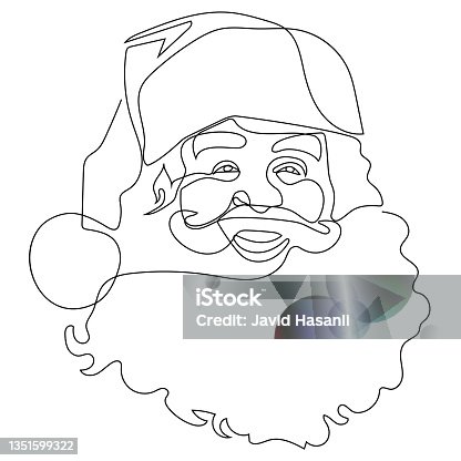 istock Continuous line drawing. One line Santa Claus. Merry christmas and happy new year vector illustration 1351599322
