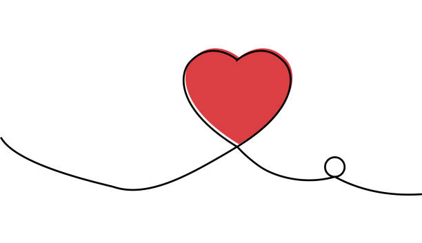 illustrazioni stock, clip art, cartoni animati e icone di tendenza di disegno continuo di una linea di cuore rosso - san valentino single