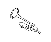 istock Continuous one line drawing of trumpet music instrument. simple monoline vector design. 1316835411