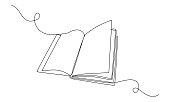 istock Continuous one line drawing Opened book. Education study and knowledge library concept. Vector illustration 1325366417