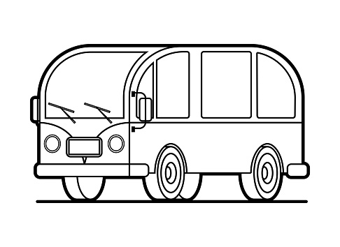 색칠 공부 페이지 윤곽 미니 밴 양식에 일치시키는 복고풍 미니밴 1960-1969 년에 대한 스톡 벡터 아트 및 기타 이미지