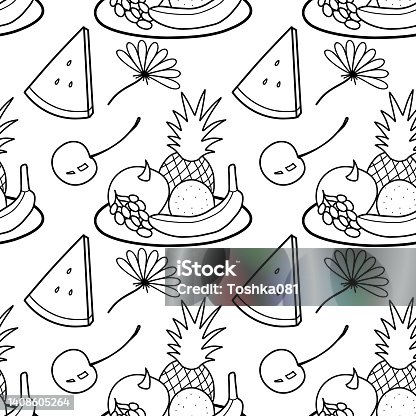 istock contour seamless pattern, a set of summer sweets 1408605264