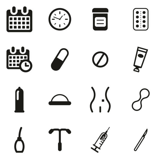 Contraception Methods Icons This image is a vector illustration and can be scaled to any size without loss of resolution. contraceptive stock illustrations