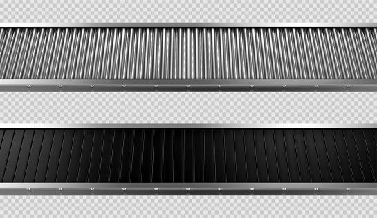 Conveyor belt side view. Realistic vector illustration