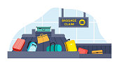 istock Conveyor Belt With Passenger Luggage Baggage Claim 1352459379