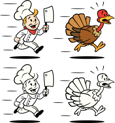 Cook Chasing Turkey