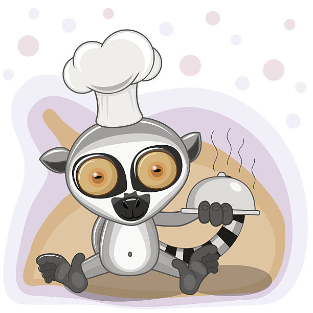 ilustraciones, imágenes clip art, dibujos animados e iconos de stock de lémur cook - thanksgiving diner