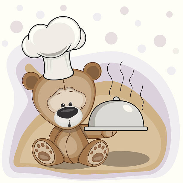 ilustraciones, imágenes clip art, dibujos animados e iconos de stock de cook osito de peluche - thanksgiving diner