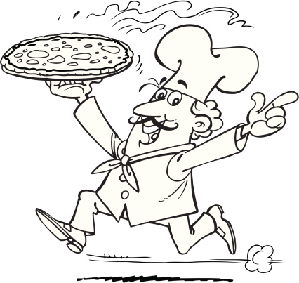 Cook with pizza
