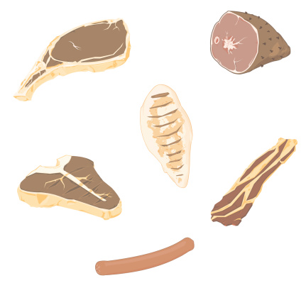 A vector illustration of various Cooked meats. vector