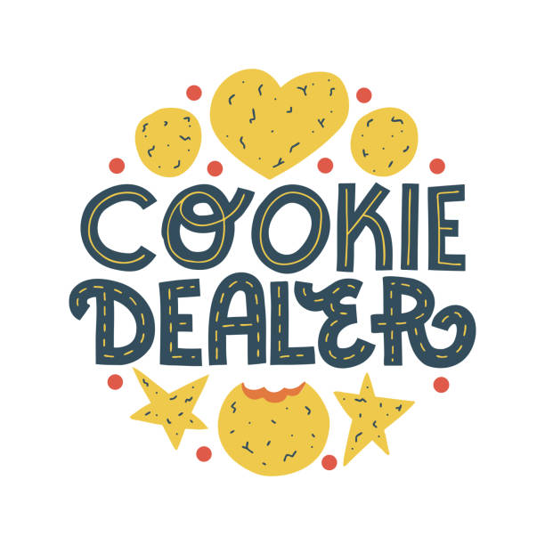 sprzedawca ciastek - zabawny cytat z napisów cookie - crumble stock illustrations