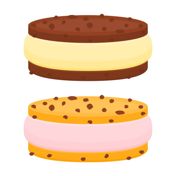 ilustrações de stock, clip art, desenhos animados e ícones de cookie ice-cream sandwich isolated on white - strawberry ice cream