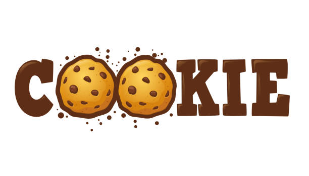 Cookie Logo Custom Typography Cookie word customs lettering typography, vector illustration cookie stock illustrations