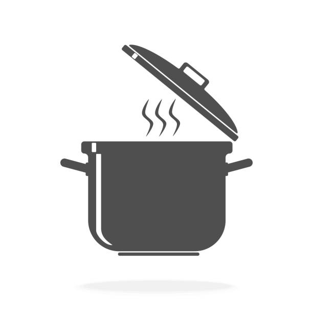 Cooking Pot Icon - Vector Illustration Symbol Food & Drink Cooking concepts. cooking pan stock illustrations