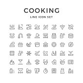 istock Cooking related set line icons 822055044