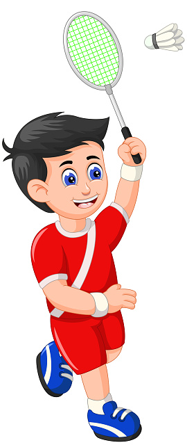 Cool Badminton Player In Red Uniform Cartoon