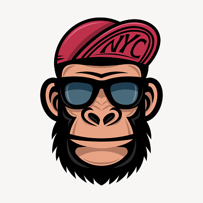 サングラスと野球帽でクールな猿はおしゃれゴリラ頭 ステッカーのベクターアート素材や画像を多数ご用意 Istock