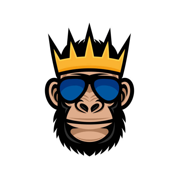 Cool monkey in sunglasses and crown. Cool monkey in sunglasses and crown. king kong monster stock illustrations