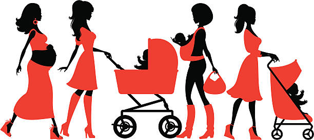 Cool Motherhood Stylish women and their babies. See below for more in this series. baby carriage stock illustrations