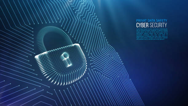 coputer 인터넷 사이버 보안 배경입니다. 사이버 범죄 벡터 일러스트입니다. 디지털 잠금 - 사이보그 stock illustrations