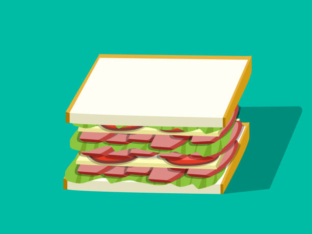 Corn beef sandwich in vector design, perspective Corn beef sandwich in vector design, perspective view corn beef and cabbage stock illustrations