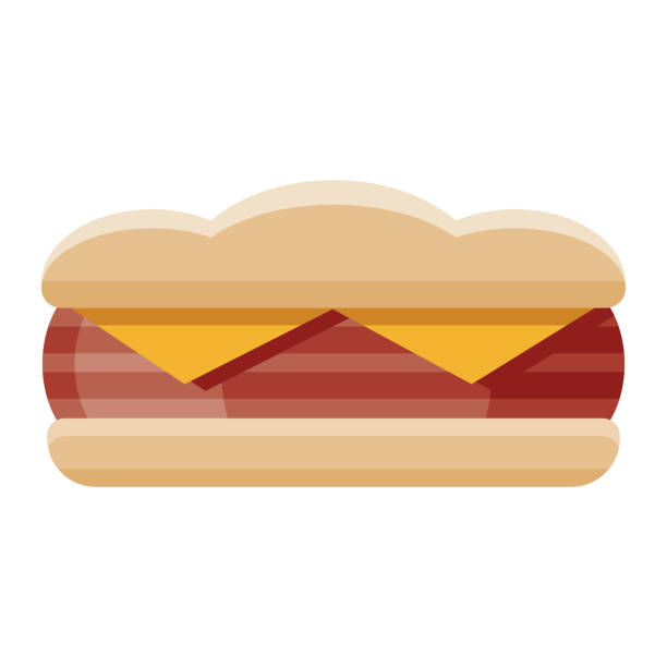 Corned Beef Sandwich Icon on Transparent Background A flat design icon on a transparent background (can be placed onto any colored background). File is built in the CMYK color space for optimal printing. Color swatches are global so it’s easy to change colors across the document. No transparencies, blends or gradients used. corned beef stock illustrations