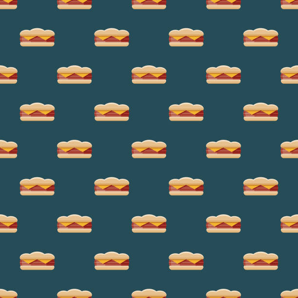 Corned Beef Sandwich Pattern A seamless pattern created from a single flat design icon, which can be tiled on all sides. File is built in the CMYK color space for optimal printing and can easily be converted to RGB. No gradients or transparencies used, the shapes have been placed into a clipping mask. corned beef stock illustrations