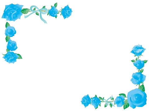 Corner frame illustration of the blue rose