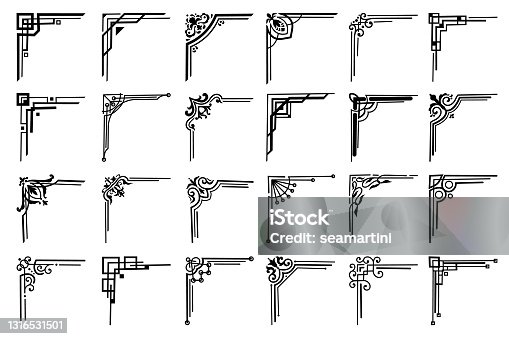 istock Corners and frame borders, floral embellishments 1316531501