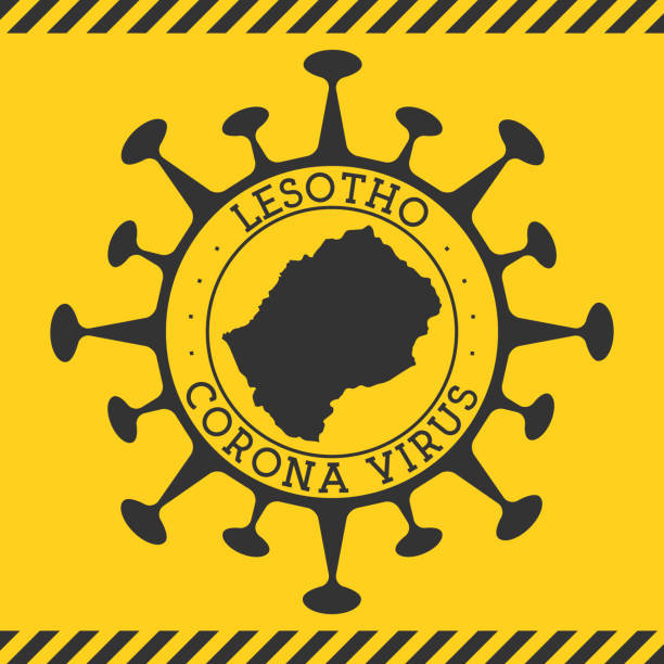 stockillustraties, clipart, cartoons en iconen met het virus van de corona in het teken van lesotho. - south afrika covid