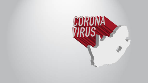 Corona Virus Corona Virus 3d and South Africa Map with font and spotlight south africa covid stock illustrations