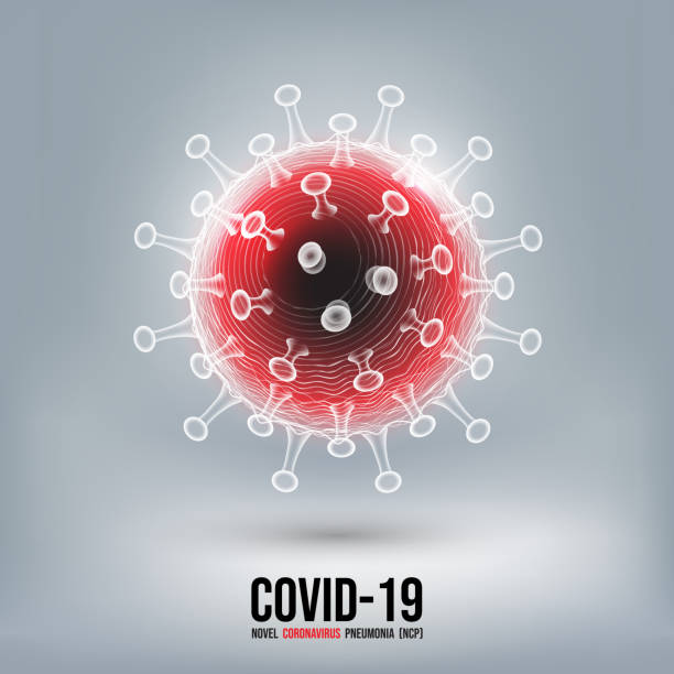 코로나바이러스 질환 covid-19 감염 의료 절연. 중국 병원체 호흡기 인플루엔자 공동 바이러스 세포. covid-19라는 이름의 코로나바이러스 질병의 새로운 공식 명칭, 벡터 일러스트레이션 - 돌연성 급성호흡기증후군 stock illustrations
