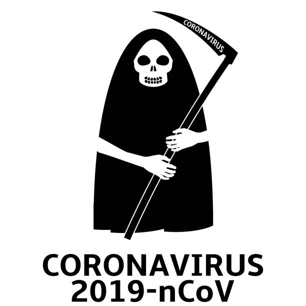 ilustrações de stock, clip art, desenhos animados e ícones de coronavirus epidemic concept. grim reaper or death vector illustration. - covid cemiterio