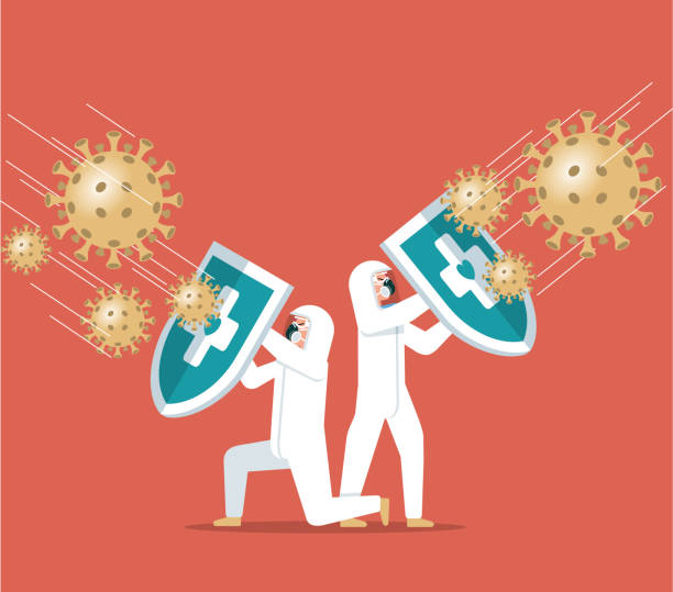 illustrations, cliparts, dessins animés et icônes de coronavirus - bouclier hygiénique - covid 19 vaccin