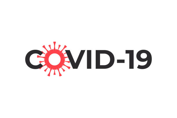 covid-19 coronavirus inschrift typografie design logo konzept. vektor-illustration - corona test stock-grafiken, -clipart, -cartoons und -symbole